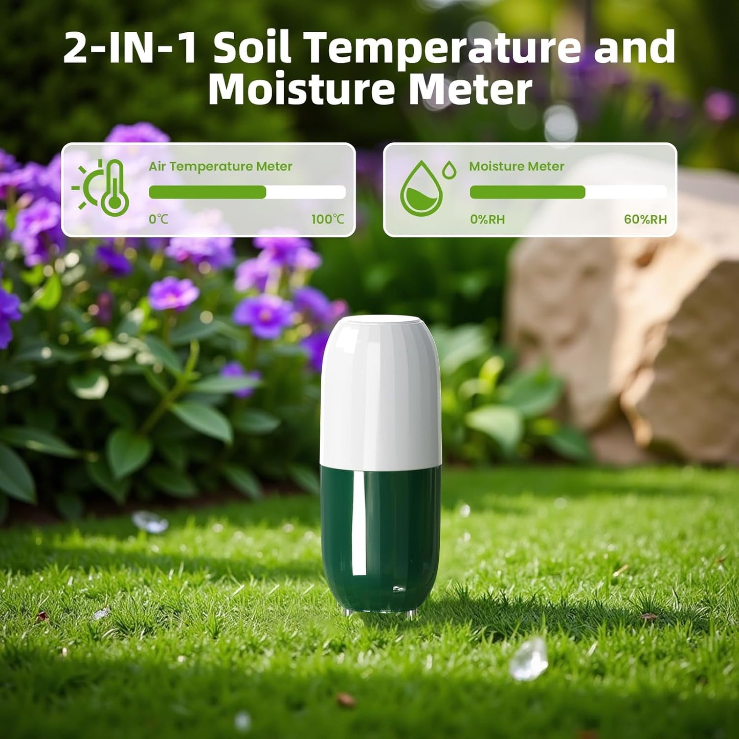 Smart WiFi Soil Moisture & Temperature Sensor - Hub-Free Soil Meters for Lawn, Garden, Greenhouse, Real-Time App Alerts, IP67 Waterproof, Works with Automatic Watering Systems,Gardening Gift-VerdiqueGarden