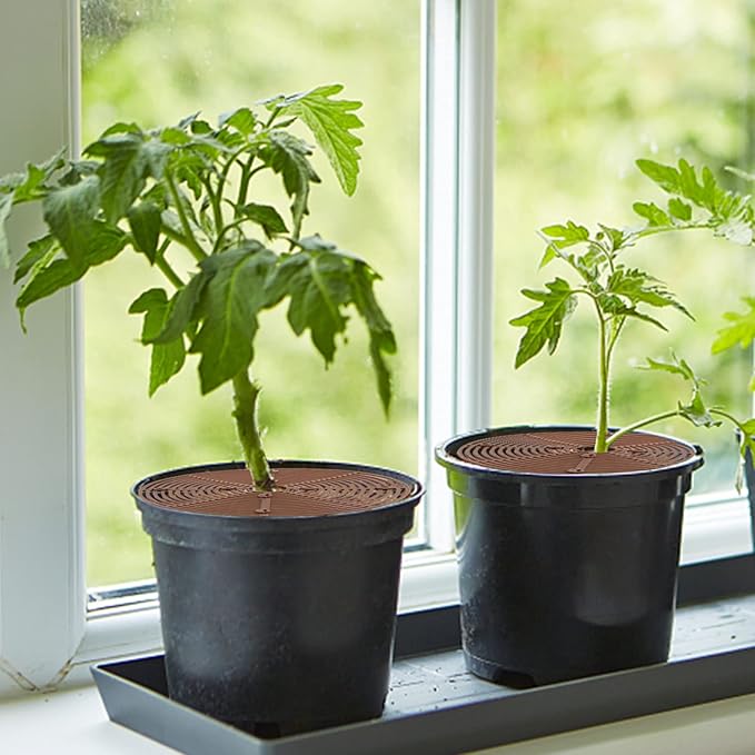 6 Pcs Plant Pot Grid Cover Protectors from Animals- Diameter 11.8" Cuttable Flower Pot Cover with 48 Stakes, Keep Cats Out of Potted Plants, Cat Digging Stopper Baby Safety Soil Cover for Indoor-VerdiqueGarden