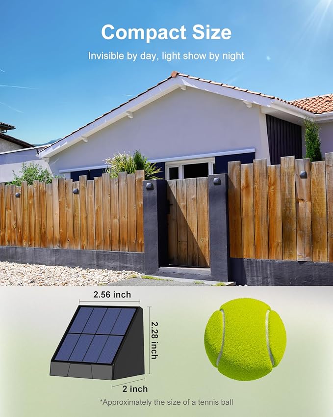 12 Pack Decorative Solar Powered Fence Lights Outdoor Waterproof with Cool White LED Spot Lens, for Outside Wall, Deck, Patio, Yard, Rail, Garage, Pool, Designed for Enhanced Security, Easy Install-VerdiqueGarden
