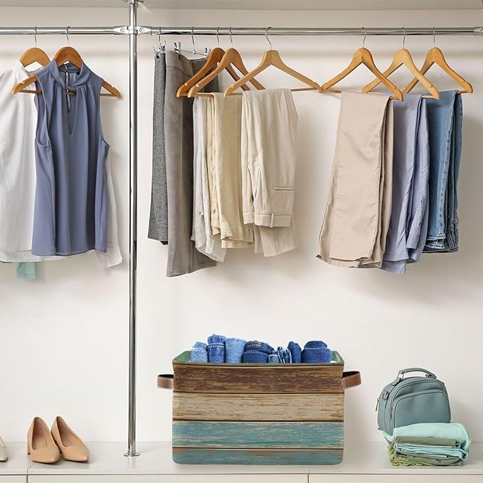 Wood Print Rectangular Storage Basket Retro Vintage Organizer Bin Shelf Baskets For Clothes Gifts For Home Office Dorm-VerdiqueGarden