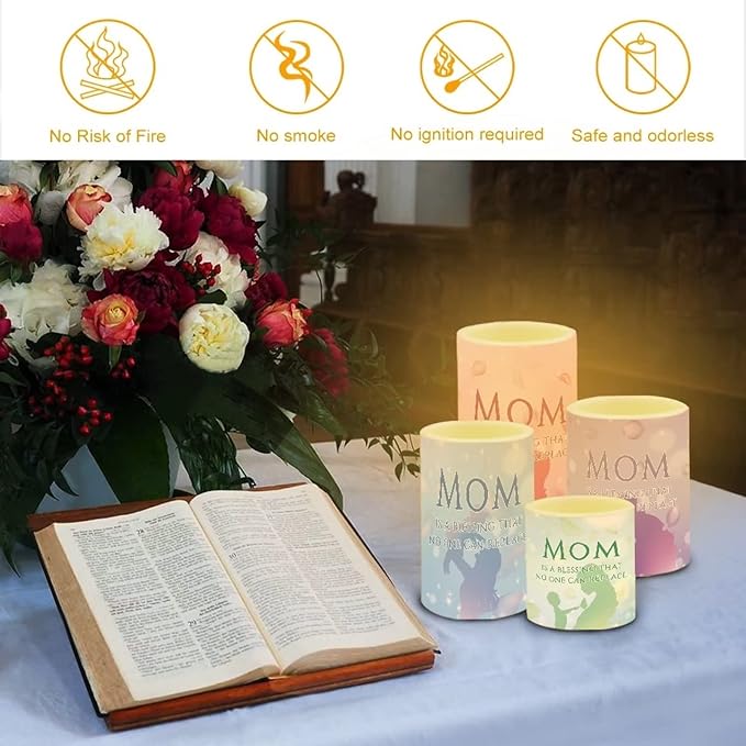 Mother's Day Colorful Flameless Candles Battery Powered with Multicolor Timer Remote Control Everlasting Fake Candles for Party Garden Indoor Outdoor Mother's Day Party Decor for Mom-VerdiqueGarden