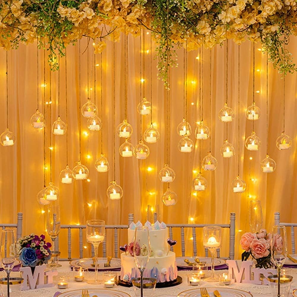 Sziqiqi Hanging Glass Globes Orbs Tea Light Candle Holders with Flameless LED Tealight for Wedding Ornaments, Wedding Birthday Christmas Party Centerpiece Accessory 2.36inch 20pcs +4 Extra-VerdiqueGarden
