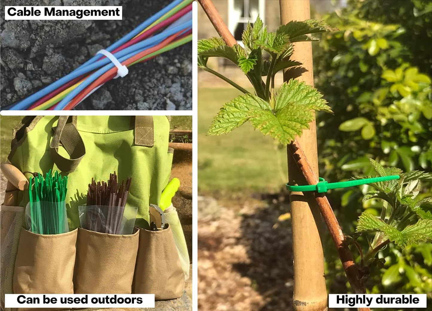 GTSE 12 Inch Green Zip Ties, 100 Pack, 40lb Strength, UV Resistant Long Nylon Cable Ties, Self-Locking 12" Tie Wraps-VerdiqueGarden