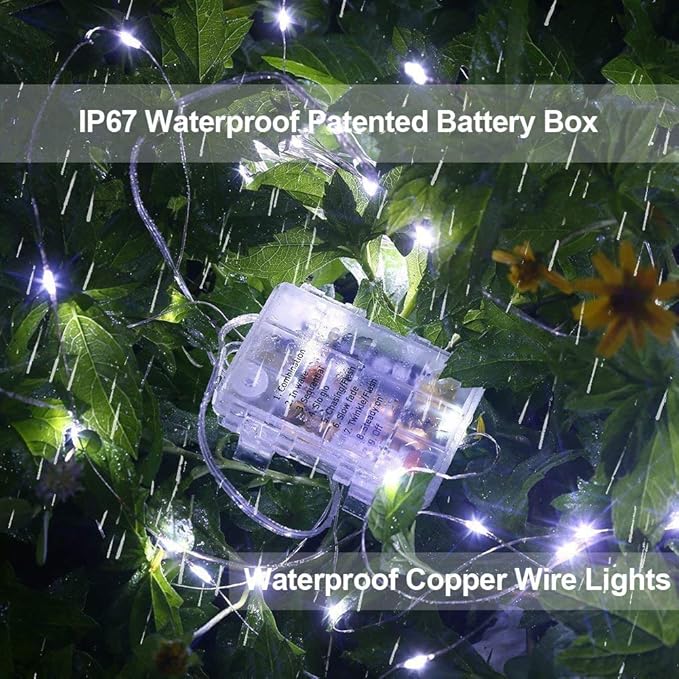 Homemory 4 Pack 20 Ft 60 LED Fairy Lights Battery Operated String Lights with Remote Waterproof 8 Modes Firefly Twinkle Christmas Lights for Party Bedroom Wedding Decorations(Cool White)-VerdiqueGarden