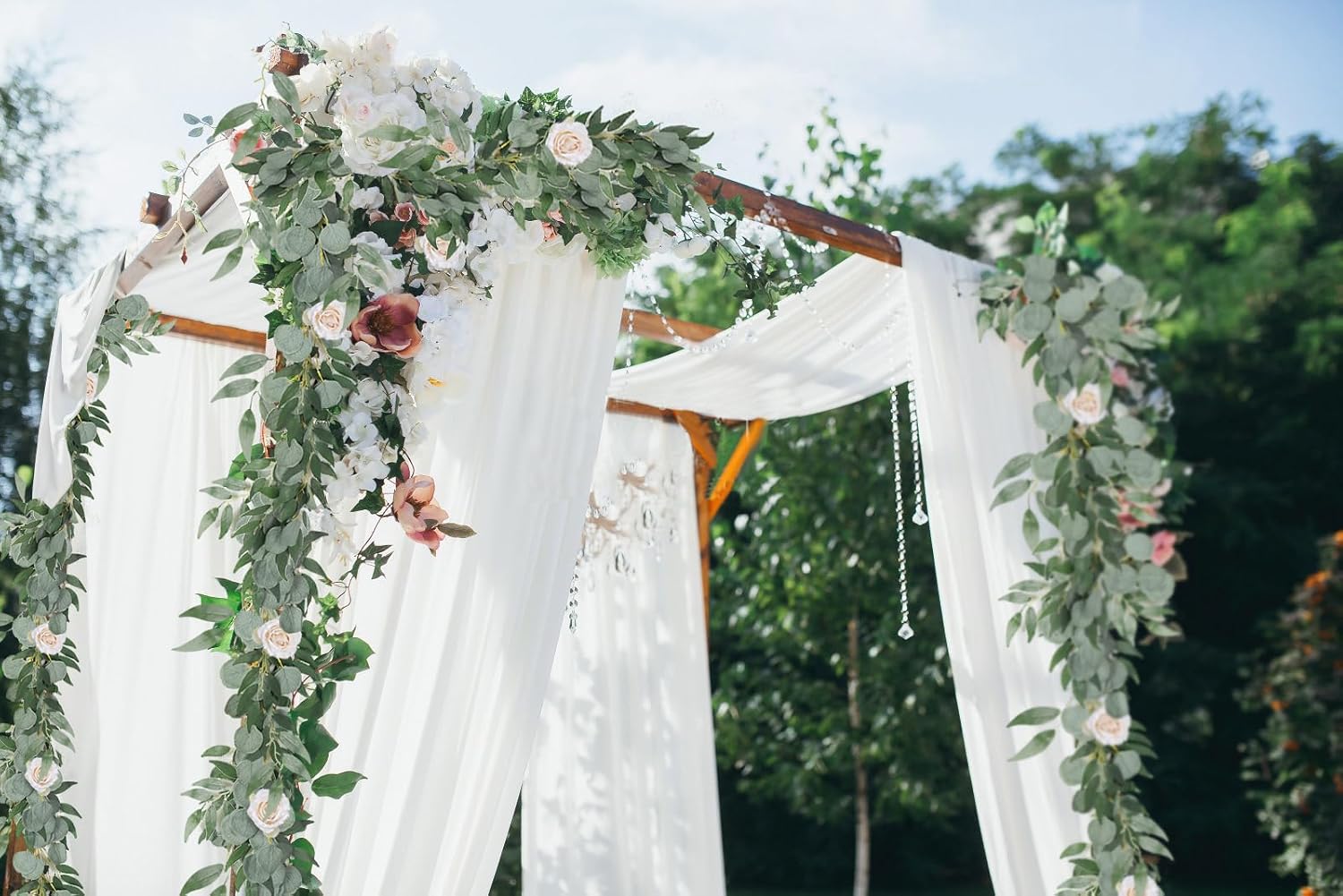 RECUTMS 2Pack Artificial Eucalyptus Garland with Willow Leaves 6Feet Fake Hanging Plant Silk Eucalyptus Willow Leaves Ivy Garland Faux Greenery for Indoor Outdoor Wedding Party Home Table Arch Decor-VerdiqueGarden