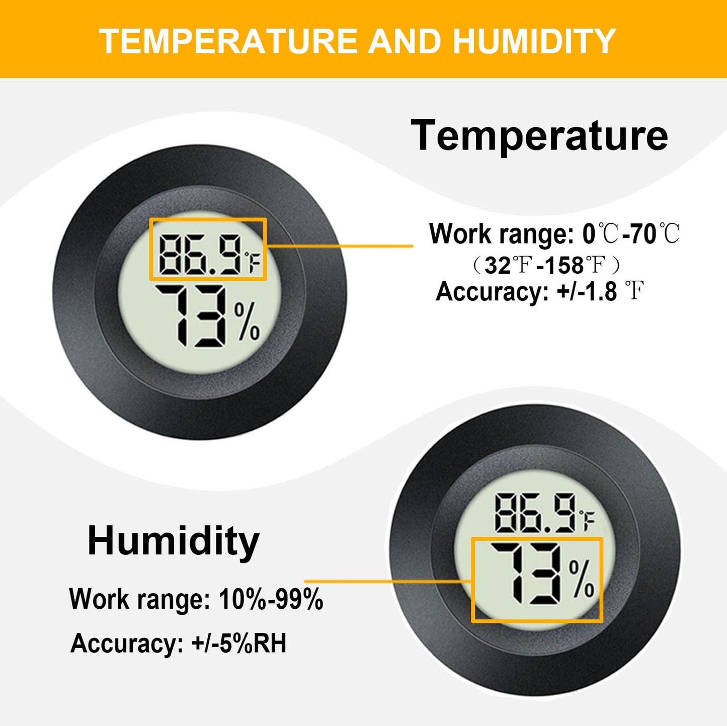 3 Pack Mini Hygrometer Thermometer Digital Humidity Meter Indoor/Outdoor Humidity Monitor Reptile Thermometer for Humidors Garden Cellar Greenhouse ℉/ ℃ (3)-VerdiqueGarden