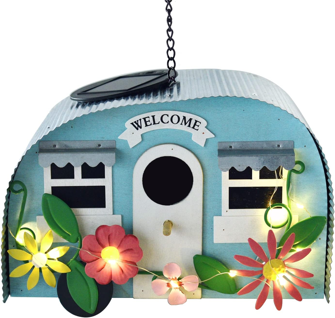 BAYN Bird Houses for Outside Decorative with 10 LEDs Solar String Lights Humming Bird Houses for Outside Hanging Handwork Bird Nest Garden Decor Outdoor-VerdiqueGarden