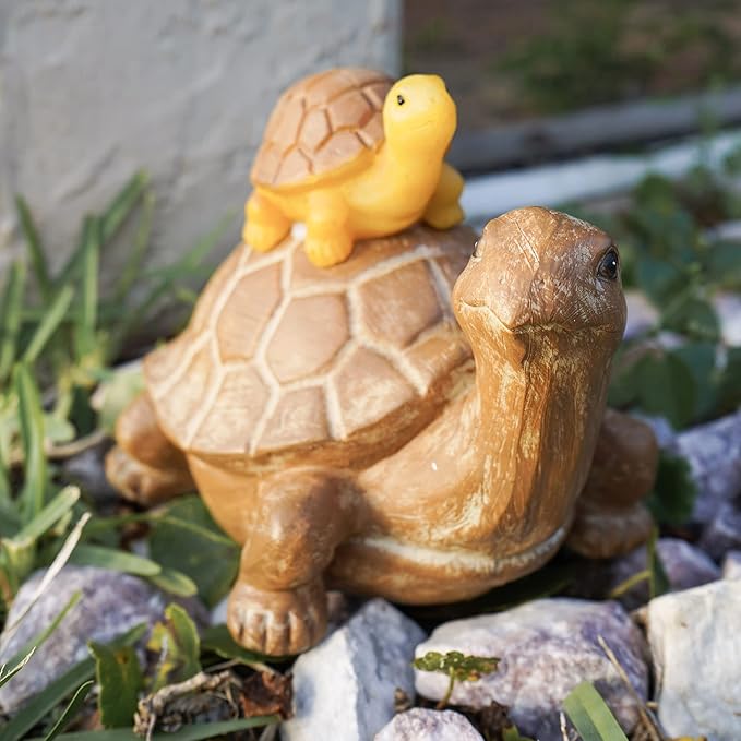 VP Home Mom and Baby Turtle Solar Powered LED Outdoor Decor Garden Light Great Addition for Your Garden, Solar Powered Light Decorations Gifts for Outside Patio Lawn Yard-VerdiqueGarden