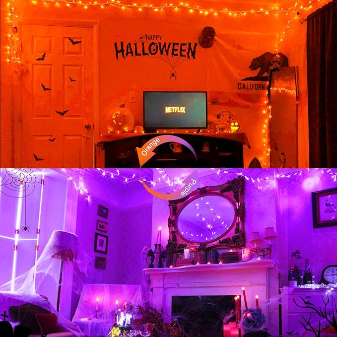 JMEXSUSS 100 LED Orange & Purple Halloween Lights - Plug in, Connectable Color Changing String Lights, 33ft Indoor/Outdoor for Halloween Party Decor & Christmas-VerdiqueGarden