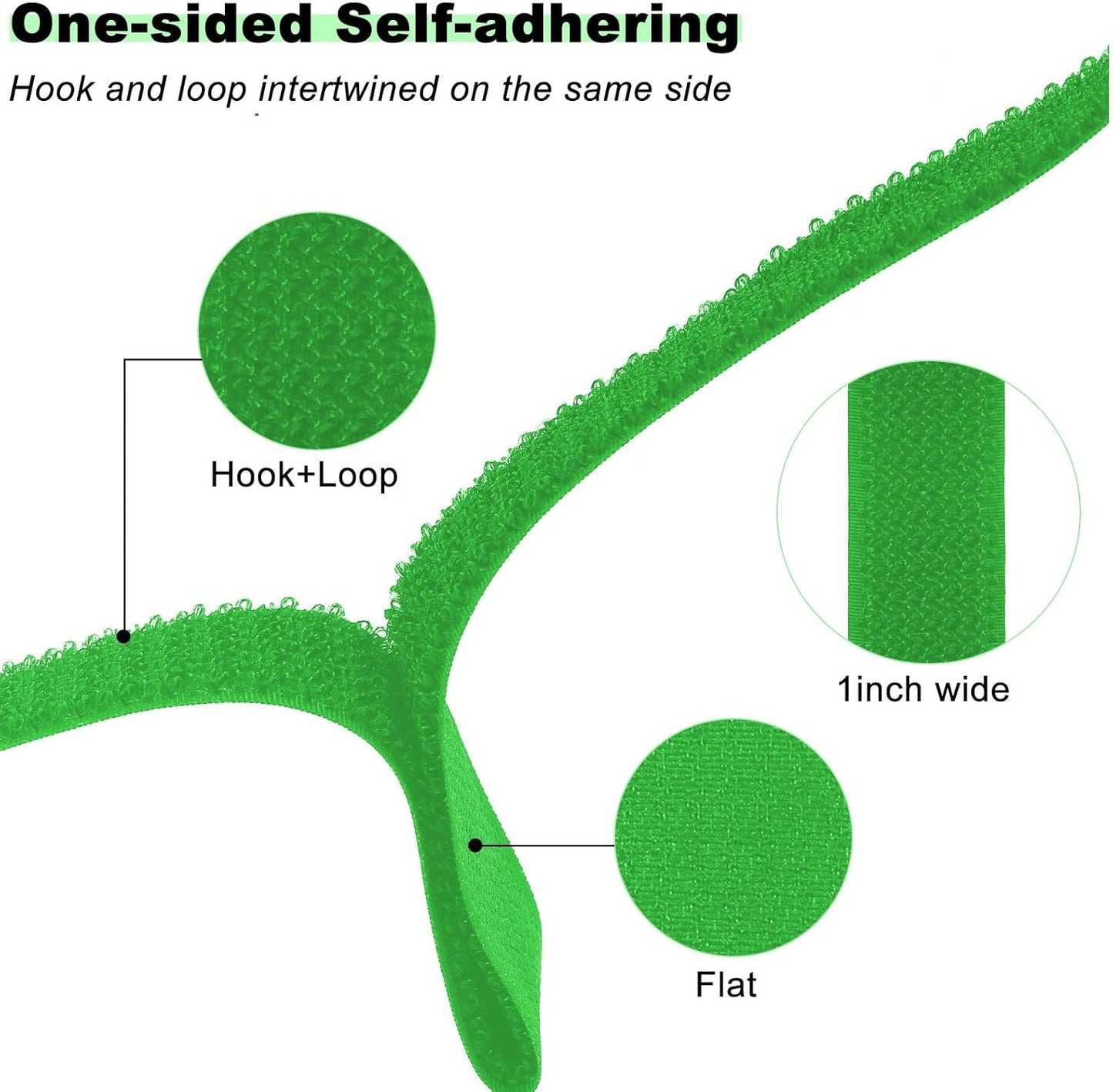 1"x16ft Hook and Loop Straps with 25 Metal Buckles, Adjustable Fastening Cable Straps, Cut-to-Length Cinch Strap, Reusable Nylon Securing Cord Ties for Organizer or Storage, 1 inch Wide,Green-VerdiqueGarden