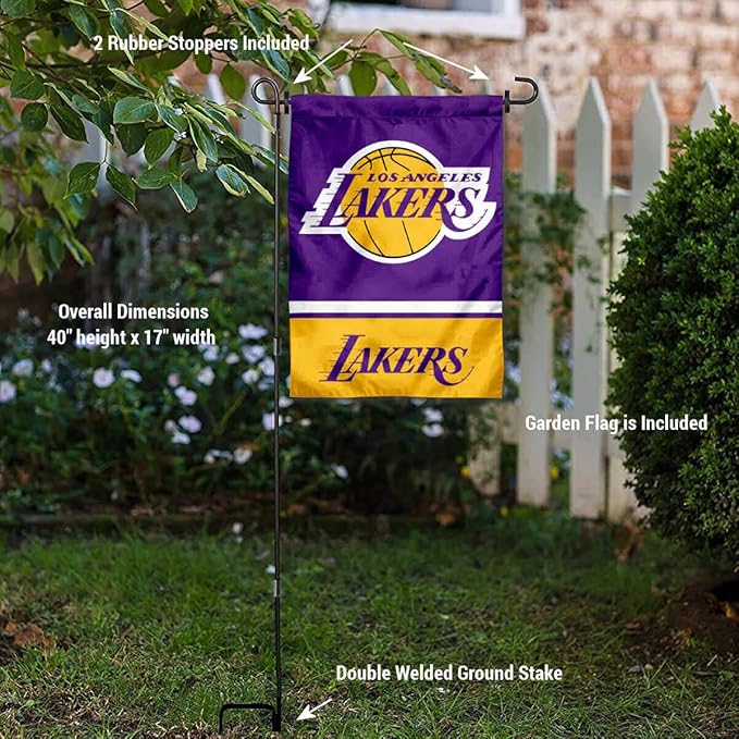 WinCraft Los Angeles Lakers Garden Flag and Pole Stand Holder-VerdiqueGarden