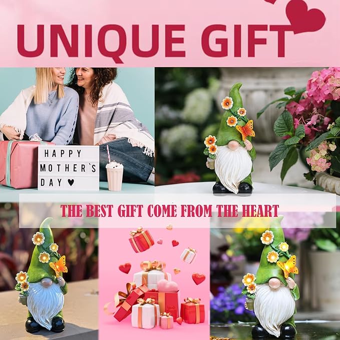 Garden Gnomes Statue Outdoor Decor,10.5" Resin Solar Garden Gnome Outdoor Statues, Funny Gnomes Gardening Gifts for Women,Bithday Gifts for Grandma-VerdiqueGarden