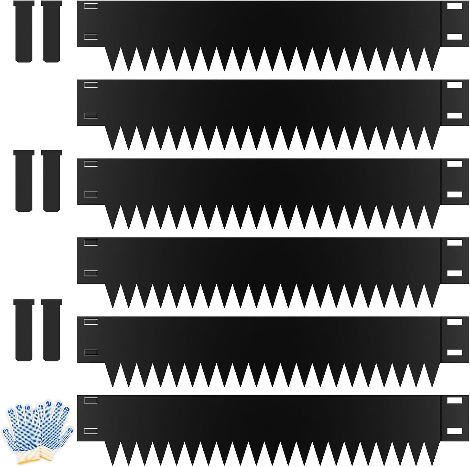 12 Inch Height Galvanized Steel Landscape Edging, 20Ft Metal Garden Edging Border with 6 Clips - Rust-Resistant Lawn Edging for Yard (40" L x 12" H, Black)-VerdiqueGarden