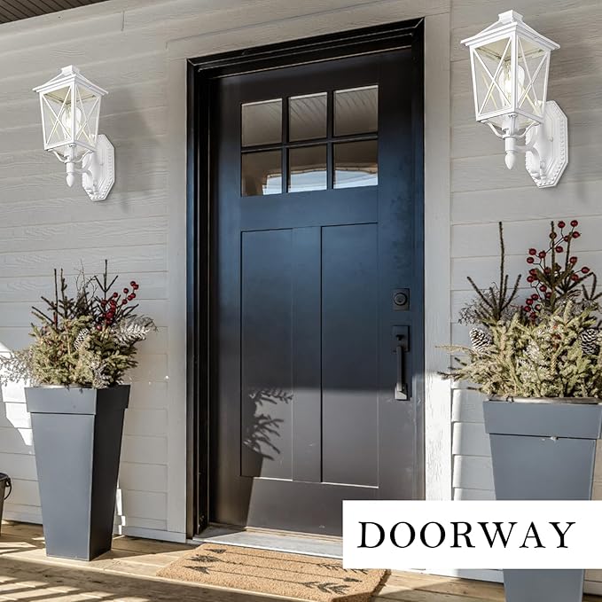 Darkaway Outdoor Wall Light Fixture,Outside Porch Lights Wall Mounted Seeded Glass Exterior Waterproof Lantern Modern E26 Socket Wall Sconce Lighting for Front Door Yard Patio-VerdiqueGarden