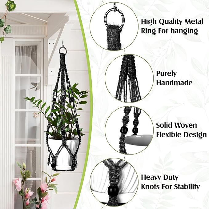 Hoteam 12 Pcs Macrame Plant Hangers Macrame Hanging Planters for Indoor Plants Handmade Boho Hanging Baskets Flower Pots Holder for Outdoor Home Wall Decor-VerdiqueGarden