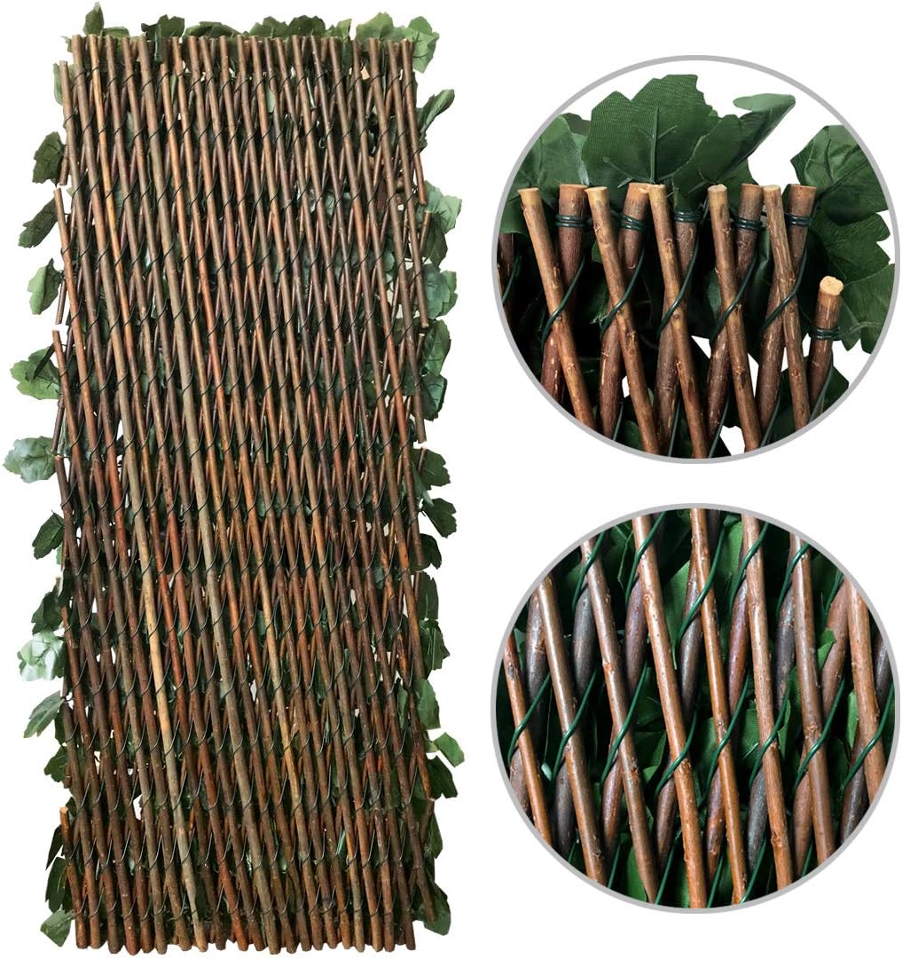 Expandable Fence Privacy Screen for Balcony Patio Outdoor,Decorative Faux Ivy Fencing Panel,Artificial Hedges (Single Sided Leaves)……-VerdiqueGarden