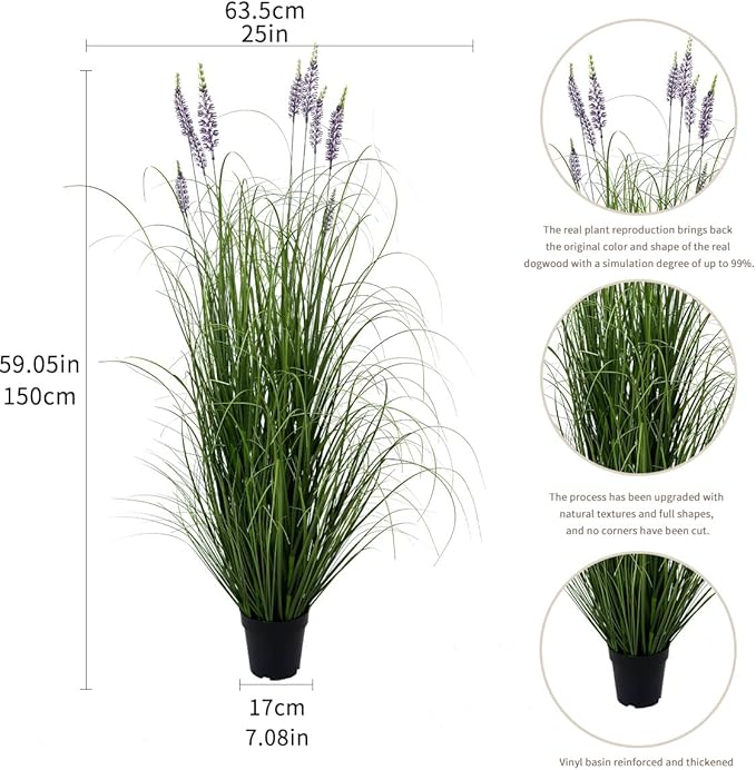 Artificial Plant 5ft Tall Artificial Lavender Plant,Faux Plants Indoor Home Decorative Artificial Plants & Flowers in Pot Fake Plant, House Plant Indoor-VerdiqueGarden