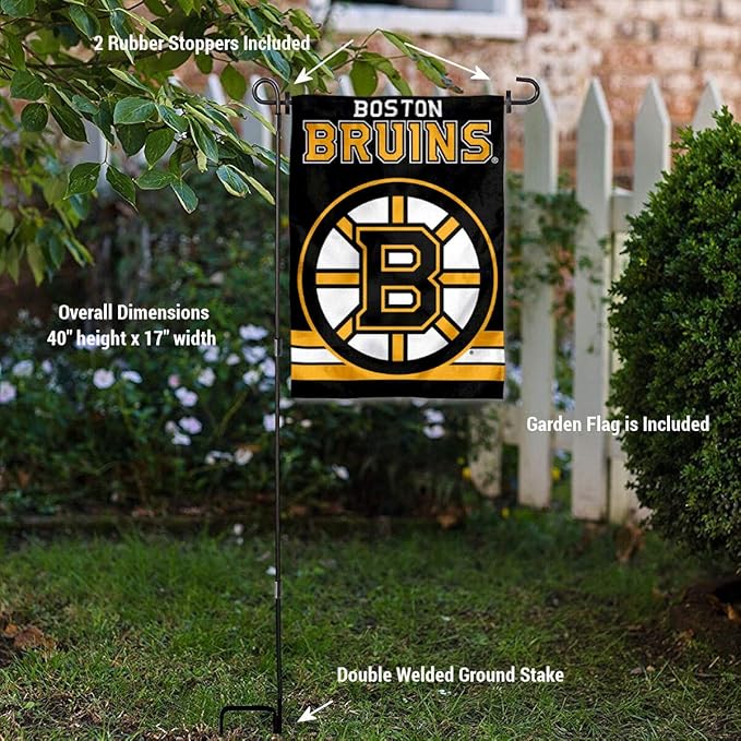 WinCraft Boston Bruins Garden Flag with Pole Stand Holder-VerdiqueGarden