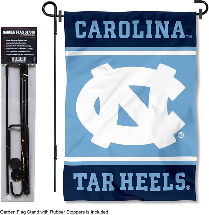 College Flags & Banners Co. North Carolina Tar Heels Garden Flag with Stand Holder-VerdiqueGarden