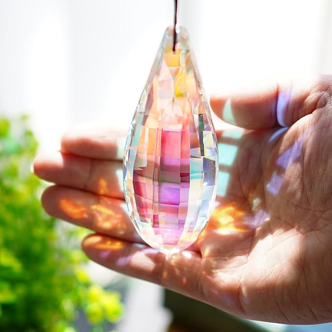 HDCRYSTALGIFTS Pack 2,120mm Colorful Crystal Suncatchers Prisms Hanging Ornaments for Window Rainbow Maker Crystal Prisms Pendant Home Garden Decoration-VerdiqueGarden