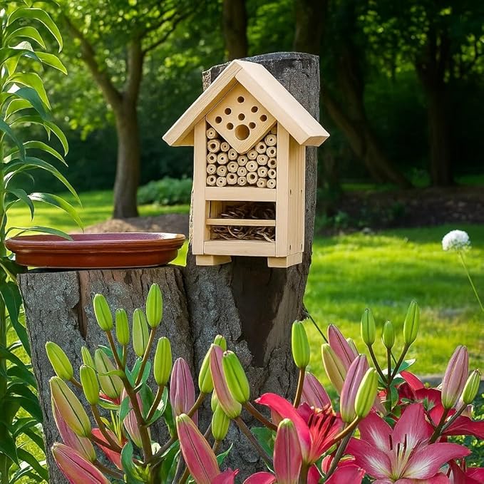2 PK Premium Bug Hotel Kit Cedar Wood Insect Hotel - DIY Insect House Kit to Build - Backyard Bee House, Nesting Habitat Shelters, Garden Shelter for Bees, Butterflies, Bugs,Heavy Duty Thickness-VerdiqueGarden