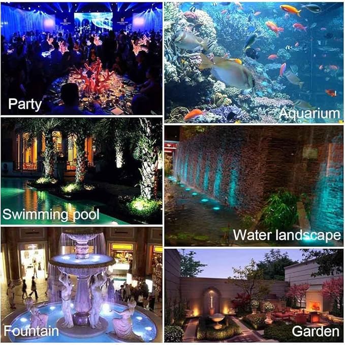 RGB Pond Lights, LED Fountain Light with Timer, Colored Underwater Fountain Lights Dim Adjustable Memory Spotlights for Outdoor Landscape Pond Fountain Waterfall, 4 in Set-VerdiqueGarden