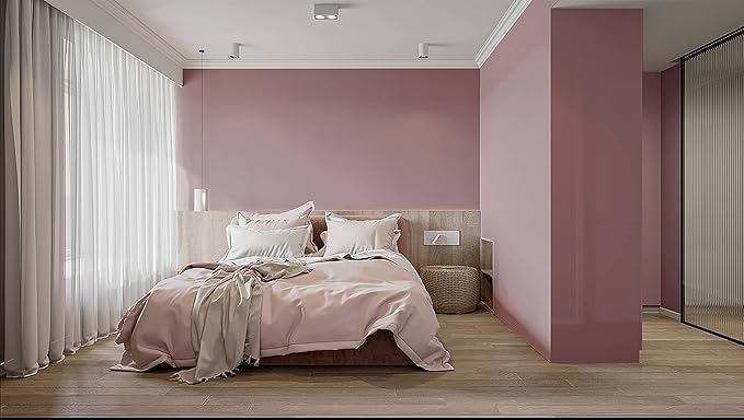 Dimoon 110''x17.7'' Pink Peel and Stick Wallpaper Contact Paper Modern Self Adhesive Wall Paper Removable Renter Friendly Textured Solid Color Shelf Cabinet Vinyl Roll (110''x17.7'',Grey Pink)-VerdiqueGarden