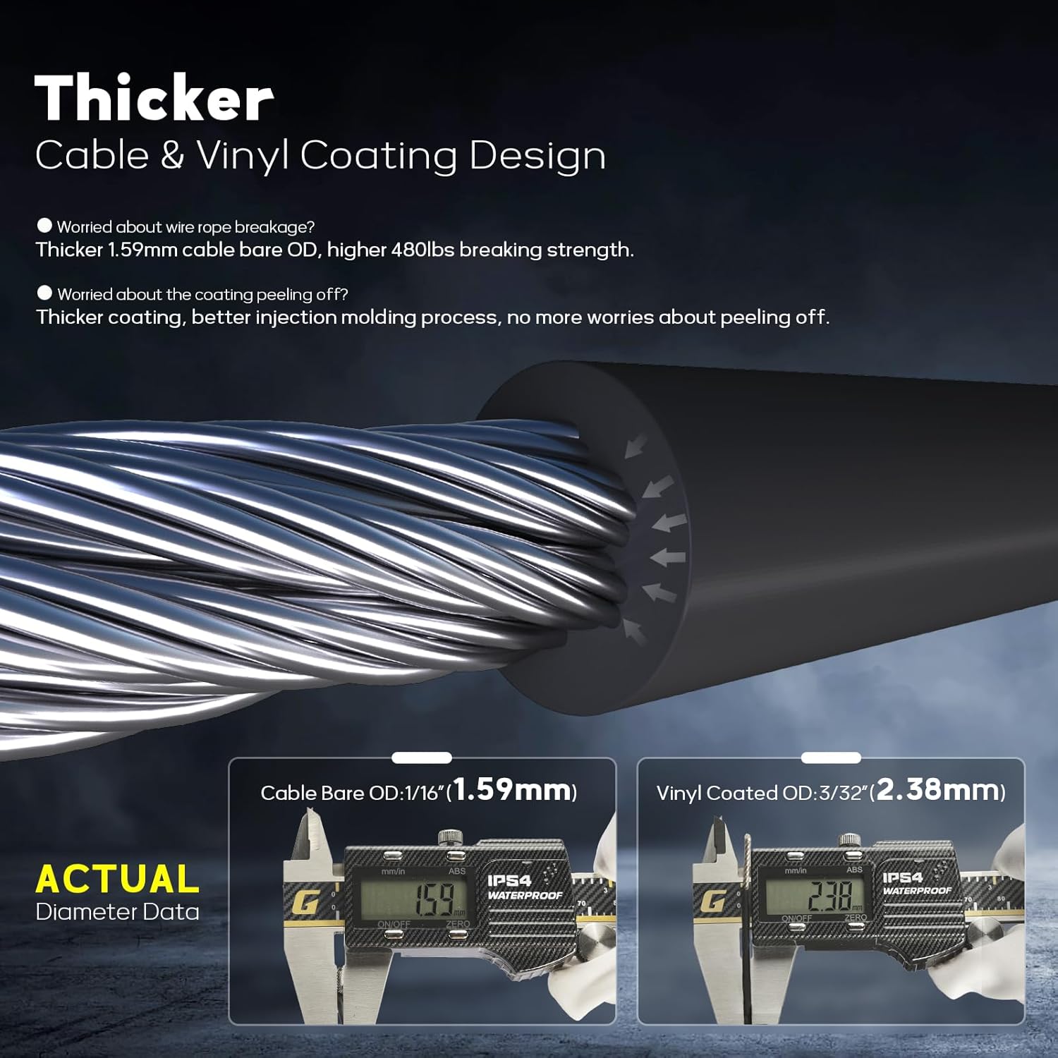 Vinyl Coated Wire Rope 1/16 Inch Overmolded to 3/32 Inch, 1000FT 304 Stainless Steel Cable with 300 Pcs Crimping Sleeves for String Light Hanging Kit, Clotheslines and Trellis Wire-VerdiqueGarden