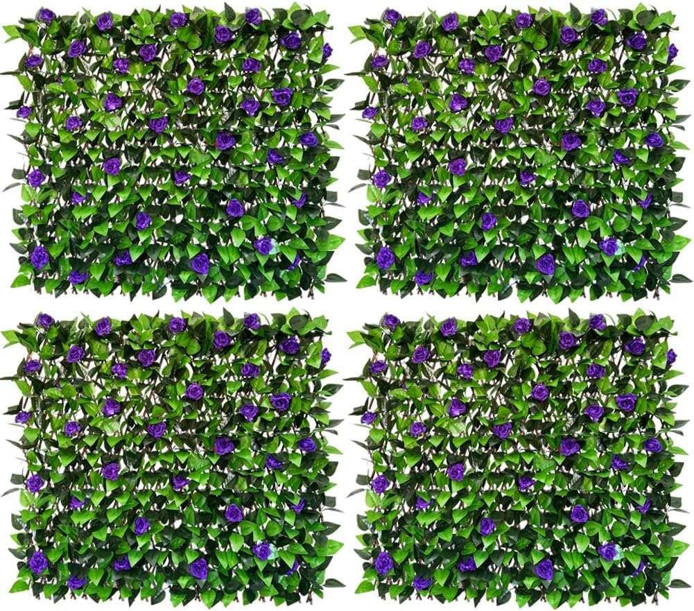 Expandable Fence Privacy Screen for Balcony Patio Outdoor,Decorative Faux Ivy Fencing Panel,Artificial Hedges-VerdiqueGarden