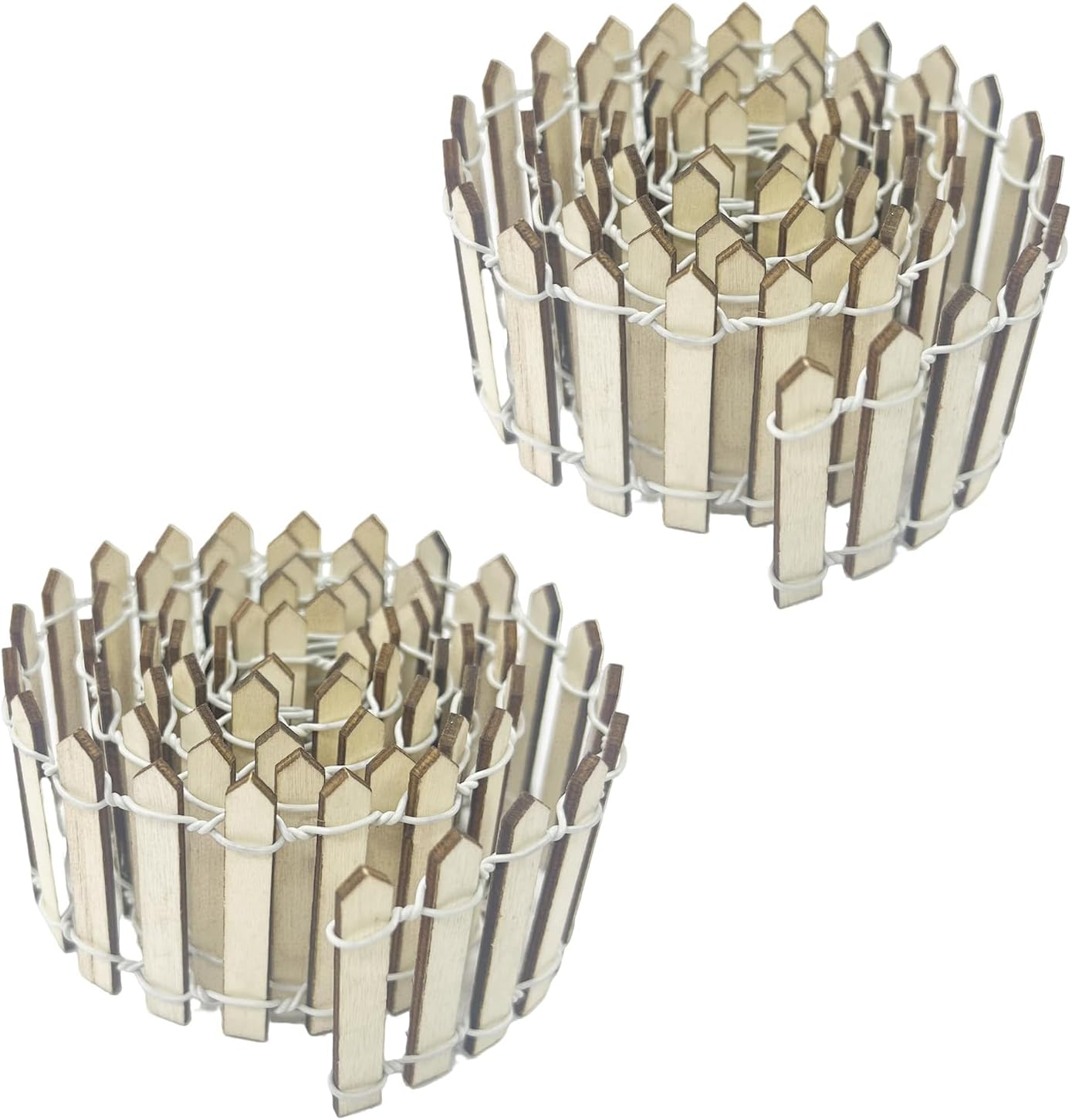 35 Inches Mini Fairy Garden Fence DIY Small Wood Decorative Picket Fence Micro Landscape Miniature Ornaments for Dollhouse, Crafts, Diorama Project, Plant Pot (Nature Wood-Brown Edge)-VerdiqueGarden