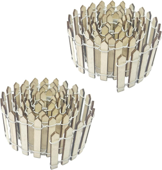 35 Inches Mini Fairy Garden Fence DIY Small Wood Decorative Picket Fence Micro Landscape Miniature Ornaments for Dollhouse, Crafts, Diorama Project, Plant Pot (Nature Wood-Brown Edge)-VerdiqueGarden