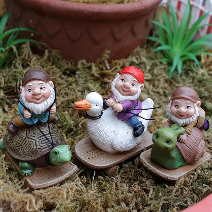 3 PCS Funny Garden Gnome Statues, Creative Resin Dwarf Sculptures, Outdoor Yard Decor, Gnomes Tree Faces for Lawn, Patio, Porch, Miniature Fairy Garden Accessories, Novelty Gift for Indoor/Outdoor Use-VerdiqueGarden