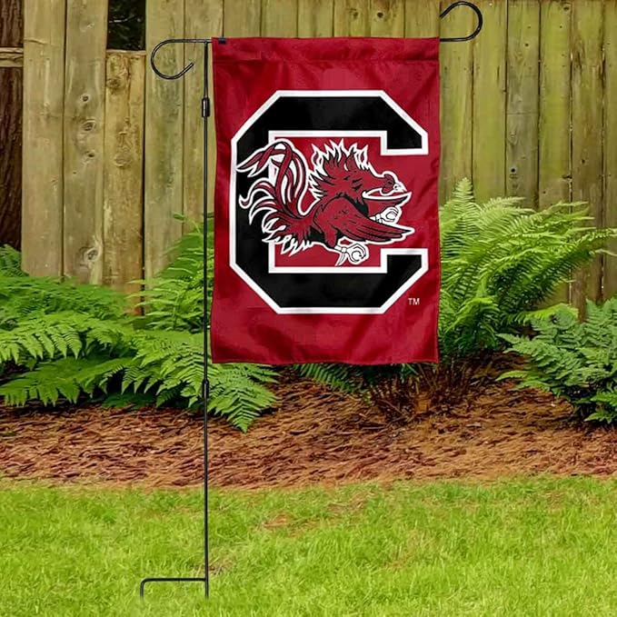 College Flags & Banners Co. South Carolina Gamecocks Garden Banner Flag with Stand Pole Holder-VerdiqueGarden