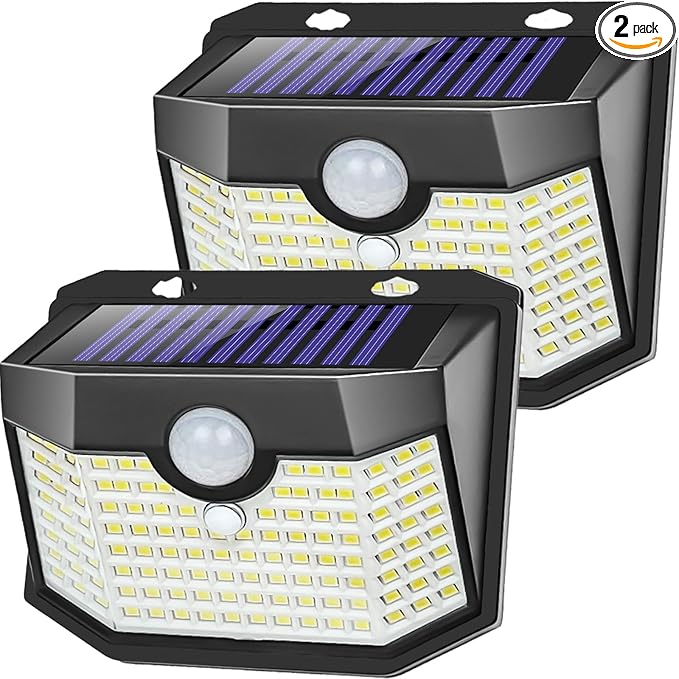 Aootek Motion Sensor Light 2 Packs, Solar Lights Outdoor Waterproof with 3 Lighting Modes Solar Powered Wall Lights Outside for Garden Patio Garage Yard Deck-VerdiqueGarden