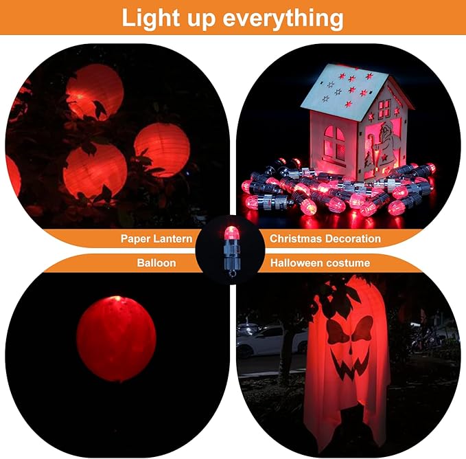 SumDirect Pack of 12 LED Mini Non-Blinking Lights for Paper Lanterns Balloons Floral Wedding Halloween Christmas Party Decoration Centerpieces (12, Red)-VerdiqueGarden