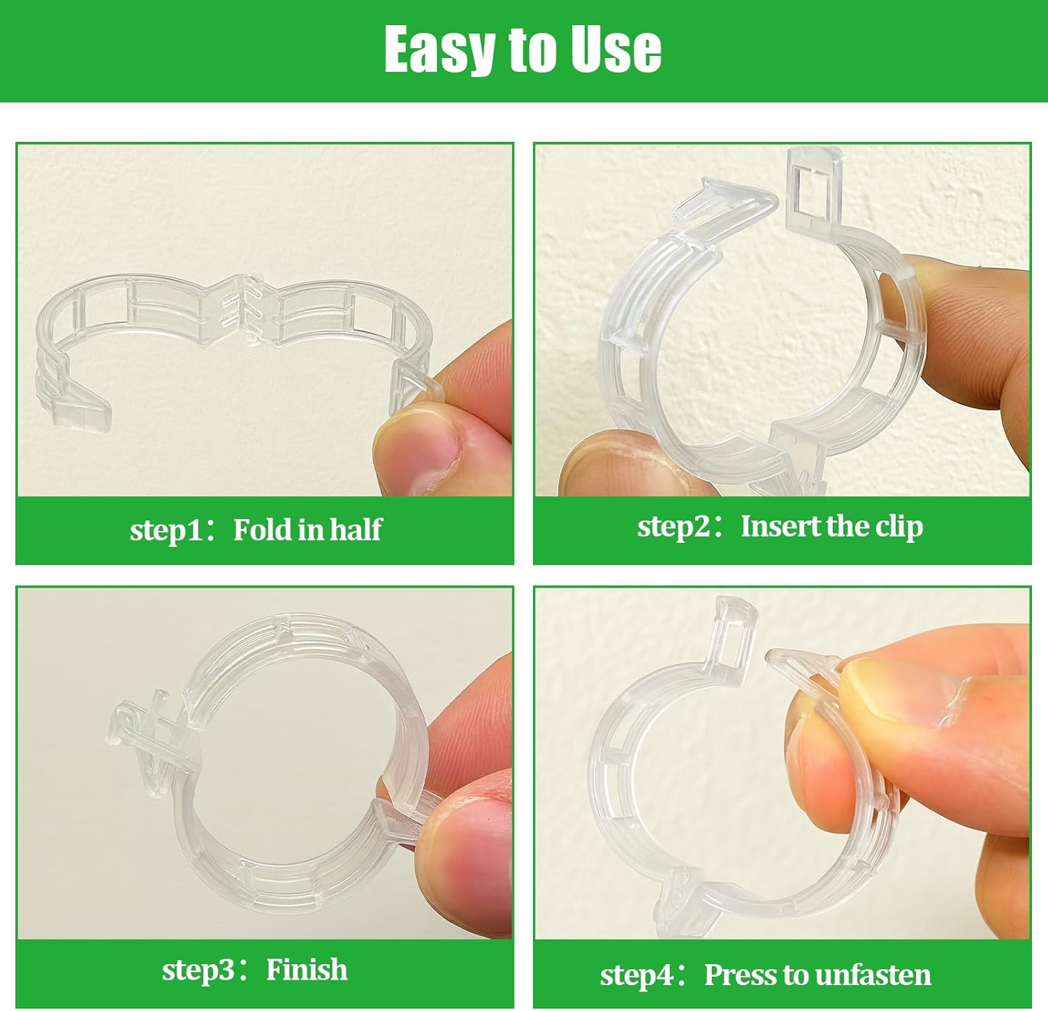 300 PCS White Plant Fixing Clips,Plant Support Clips, Tomato Clips, Plastic Trellis Clips,Garden Clip for Fixing Stem and Vine-VerdiqueGarden