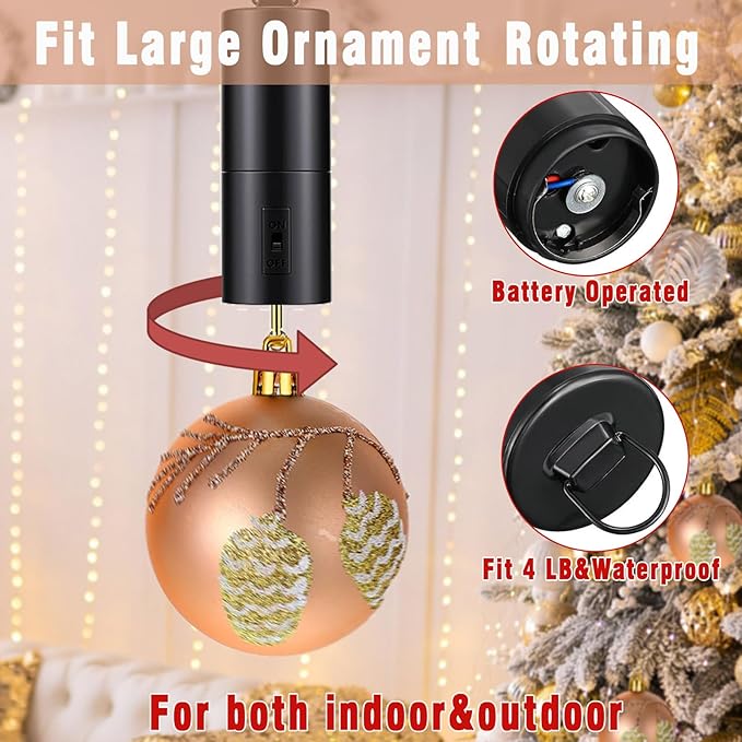 Therwen 6 Pcs Ornament Spinner Battery Operated Wind Spinner Motor Rotator Disco Ball Motor Outdoor Hanging Ornament for Halloween Mardi Gras Decoration, No Battery(Black)-VerdiqueGarden