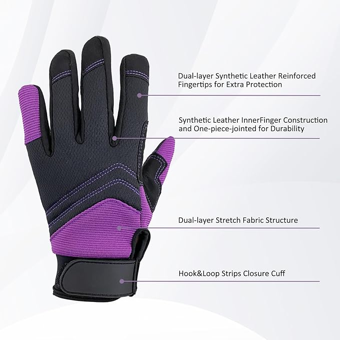 Gardening Gloves for Men and Women, Thorn Proof & Puncture Resistant Working Gloves, Gloves for Safety Work and Gardening, Gardening Gifts, Synthetic Leather Spandex Mechanic with Touchscreen Support-VerdiqueGarden