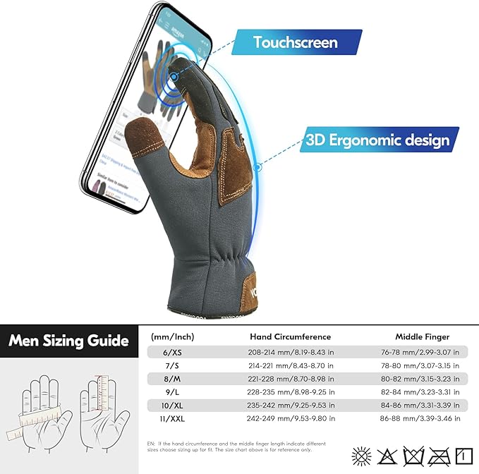 Vgo... 1-Pair Gardening Gloves Men, Safety Work Gloves, Puncture-proof, Thornproof, Touchscreen (SL7475)-VerdiqueGarden