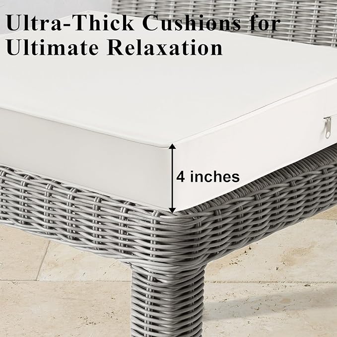 Outdoor Chair Cushions Set of 2 for Patio Furniture 19x19x4 Inch Waterproof Patio Chair Cushion 3 Year Color Fastness Square Elastic Foam Garden Sofa Couch Pads with Ties and Handle,Beige-VerdiqueGarden