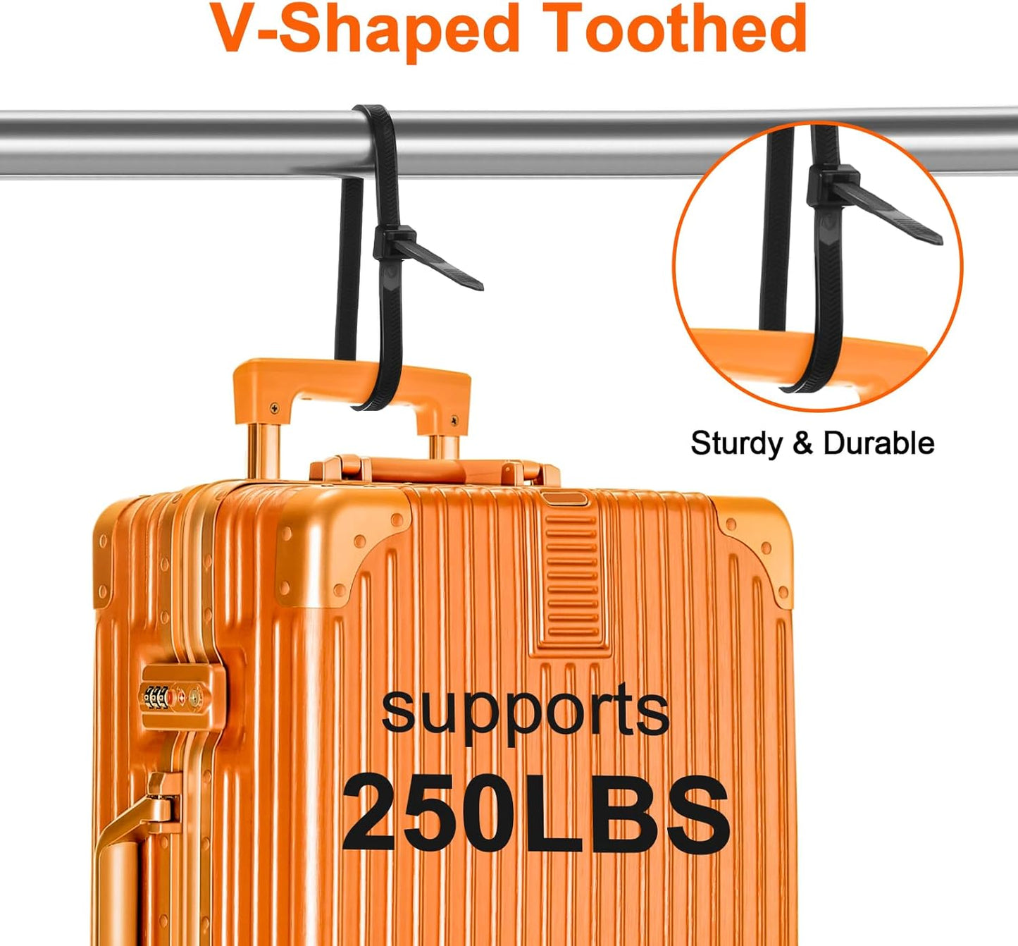 12 Inch V-Shaped Zip Ties Double Sided Toothed,250 LBS Tensile Strength Heavy Duty Cable Wire Ties With Self-Locking Adjustable More Durable Nylon Tie Wraps for Indoor Outdoor（50 Pack）-VerdiqueGarden