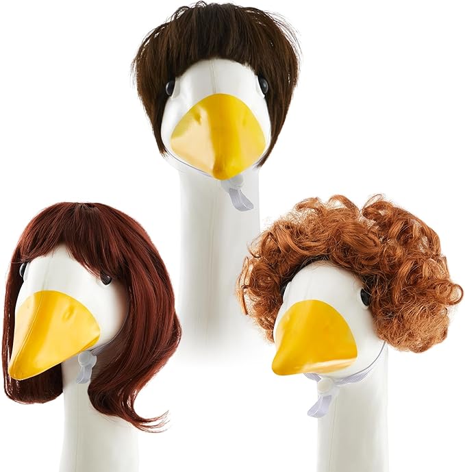 3 Pcs Porch Goose Outfit, Cute Porch Goosey Braid Wig, Crochet Hook Portico Goose Wig for Lawn Goosey Garden-VerdiqueGarden