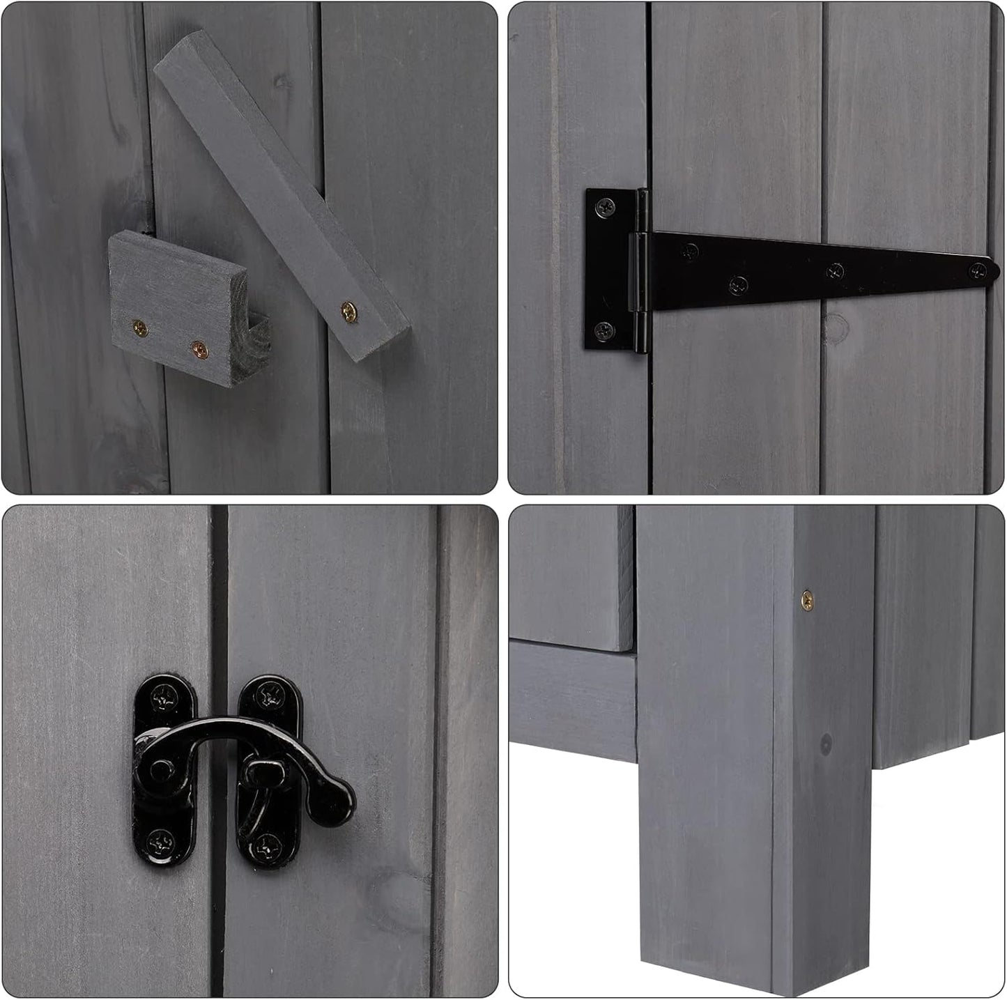 Outvita Outdoor Storage Shed, 70 Inch Wooden Garden Storage Cabinet, Waterproof Tool Storage Cabinet with Lockable Door, Wooden Garden Shed Outdoor Shed for Garden Backyard Lawn(Grey)-VerdiqueGarden