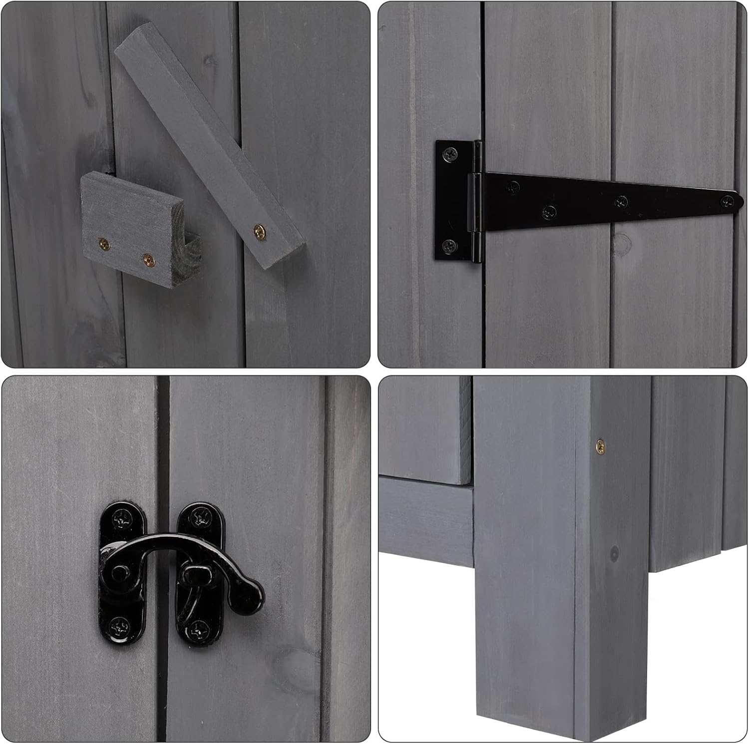 Outvita Outdoor Storage Shed, 70 Inch Wooden Garden Storage Cabinet, Waterproof Tool Storage Cabinet with Lockable Door, Wooden Garden Shed Outdoor Shed for Garden Backyard Lawn(Grey)-VerdiqueGarden