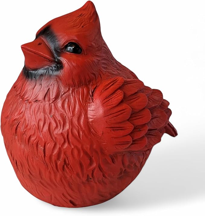 Stocky Cardinal Garden Statue and Key Hider - Hides a Secret Extra Hidden Key Outside in Garden, Yard or Porch-VerdiqueGarden