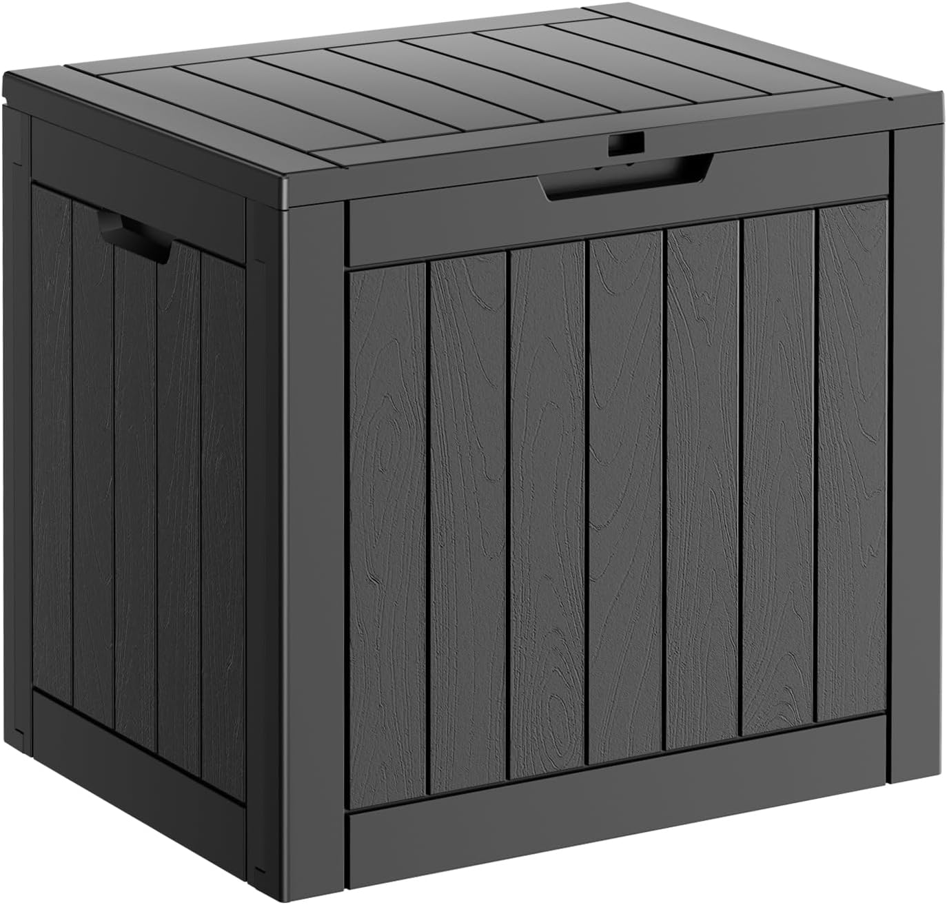 31 Gallon Resin Deck Box, Lockable Patio Outdoor Storage Box for Furniture, Garden Tools and Tools Storage, Waterproof Outside Storage Boxes - Black-VerdiqueGarden