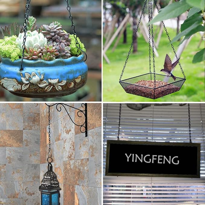 10 Pack 9.5 Inch Black Hanging Chains, Garden Plant Hangers for Hanging Bird Feeders, Billboards, Chalkboards, Basket, Planters, Lanterns, Wind Chimes and Decorative Ornaments Etc-VerdiqueGarden