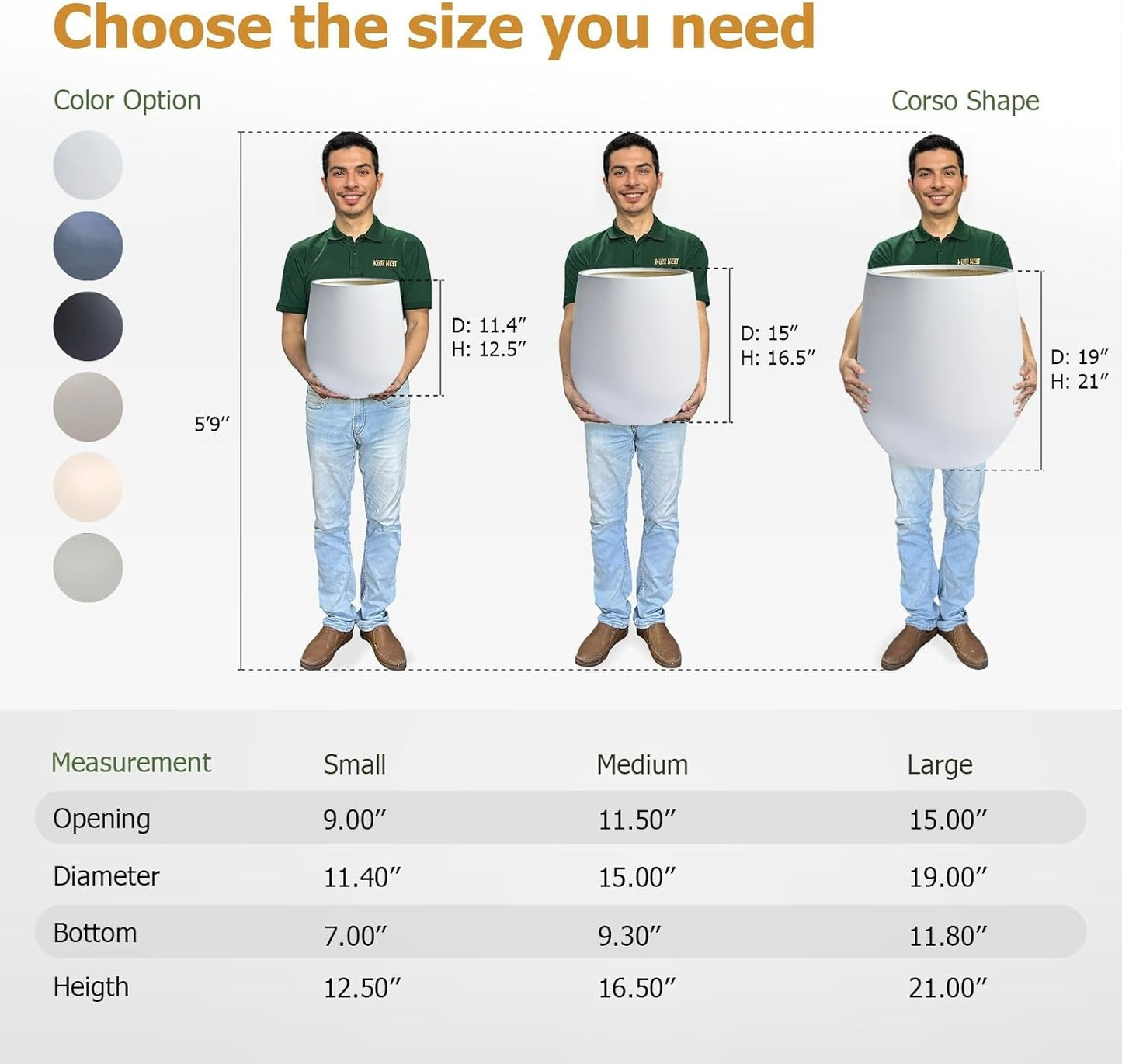 16.5" H x 15" D Corso Fiberstone Round Tapered Planter with Drainage Hole, Smooth Finishes, Weather Resistant for Indoor & Outdoor Use, Included 2 Extra Coco Mats (White, 11.5" Pot Opening)-VerdiqueGarden