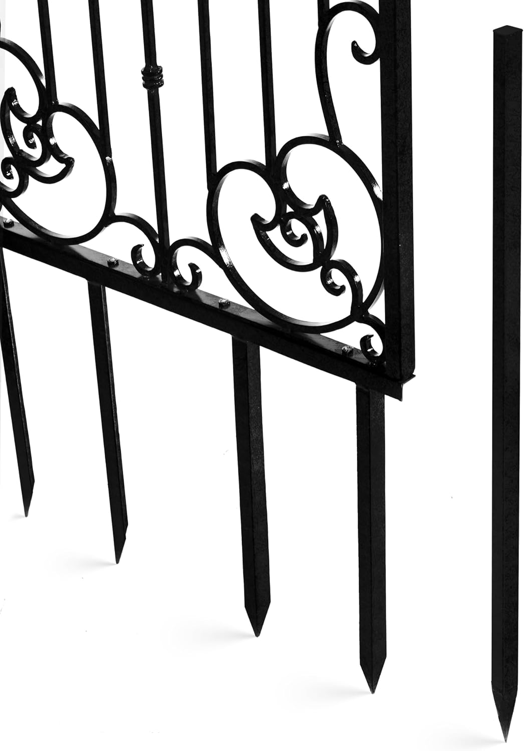H Potter Black 8 Foot Tall Garden Trellis Wrought Iron Heavy Scroll Metal Decoration Lawn Patio and Wall Decor Screen for Rose Clematis Ivy Weather Resistant Patio Wall Art X Large (X-Large Black)-VerdiqueGarden