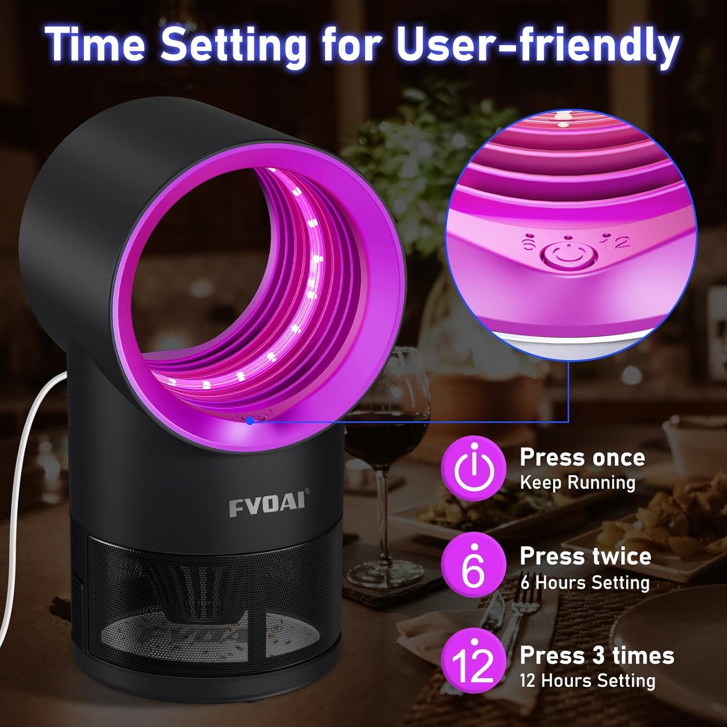 Fruit Fly Trap for Indoors, Fly Traps for Home Gnat Traps House Indoor, Indoor Insect Trap with Time Setting, 10 Sticky Glue Boards (Pink)-VerdiqueGarden